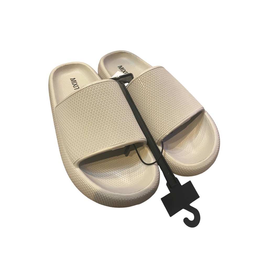 Mixit Cast Stone Slide Sandals Womens 8 Beige Platform Foam Slides NEW